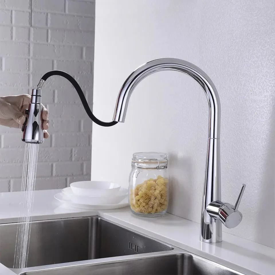 Stainless Steel 304 Matte Black Finish High End Kitchen Water Faucet Mixer Tap Pull out Kitchen Faucet