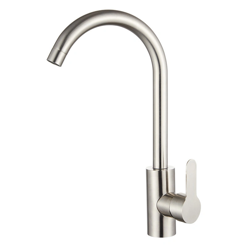 Factory Price 304 Stainless Steel Kitchen Faucet Single Handle Cold Water Brushed Nickel Sink Faucet for Kitchen