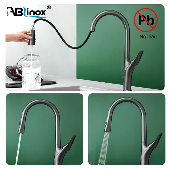 Ablinox Fabricante OEM SUS304/316 Acessório de Banheiro de Aço Inoxidável Torneira de Latão Cachoeira Misturador de Bacia Pia de Água Torneira de Lavatório Preto